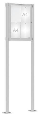 Vitrine Classique anodisée sur poteaux - Simple face - Taille de l'affichage de 4 à 21 A4 - Plexichoc_0