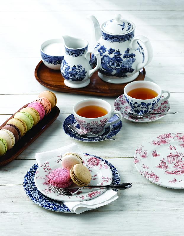 COUVERCLE POUR THÉIÈRE ROND WILLOW BLUE MOTIF SANDRIGHAM PORCELAINE VINTAGE PRINTS CHURCHILL