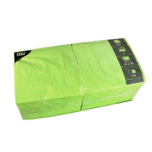 250 SERVIETTES DE TABLE PAPSTAR, 3 ÉPAISSEURS, PLI 1/4, 33 CM X 33 CM, VERT CITRON