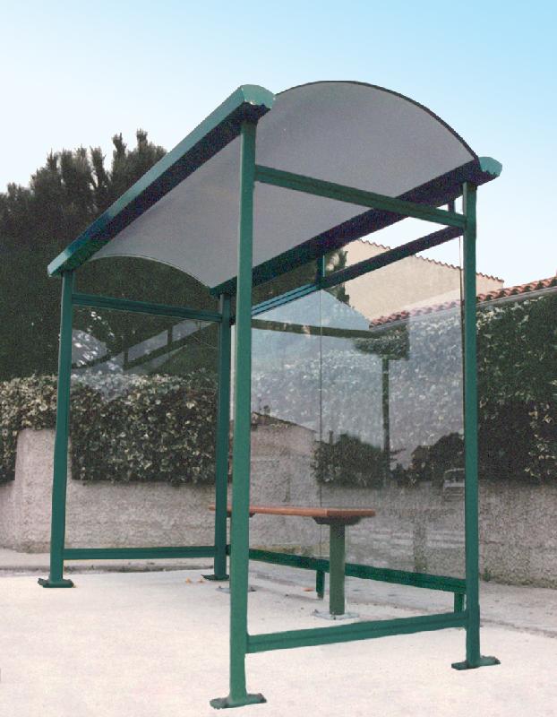 Abri bus éco - structure en acier, bardage en verre sécurit, avec banquette - 300 x 140 cm_0