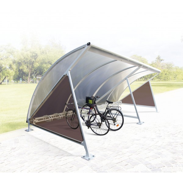 Abri vélo Demi Lune - structure acier - bardage polycarbonate fumé - pour 6 vélos - références 8529030 et 8529031_0