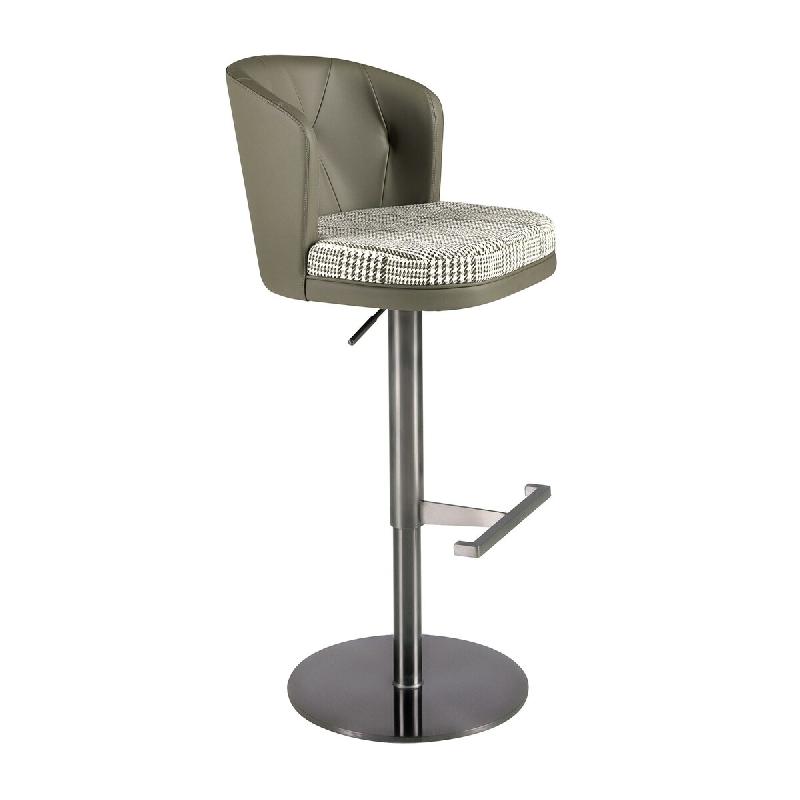 AC ANGEL CERDA Angel Cerdá Tabouret pivotant en tissu vert foncé et blanc et similicuir vert olive 4228C 49 x 56 x 82 - vert polyester 8435631044710_0