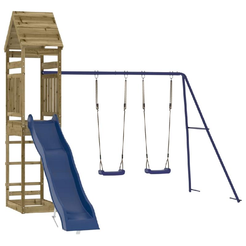 AIRE DE JEUX D\'EXTÉRIEUR BALANÇOIRES TOBOGGAN PORTIQUES ROBUSTE JEUX JARDIN 315 X 373 X 264 CM BOIS DE PIN IMPRÉGNÉ 02_0004941_0