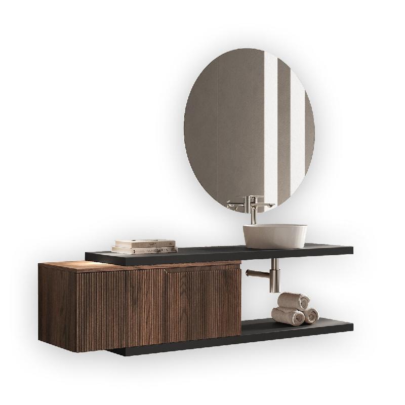 AQA Design Composition de salle de bain en MDF 5 pièces VENERE anthracite/chêne L.200 P.45 H.190 MPVE53-ANT-RR - multicolore Bois manufacturé MPVE5_0