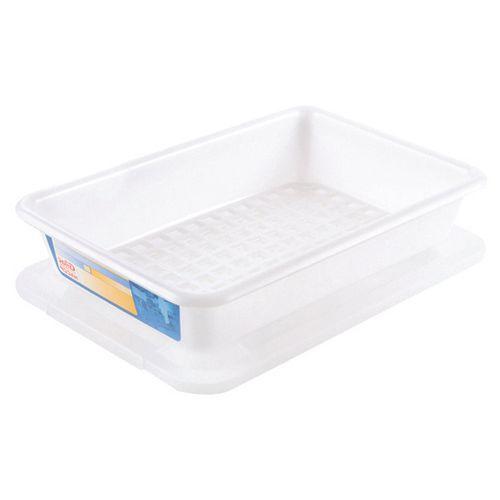 BAC PLAT 5 L HACCP AVEC COUVERCLE ET GRILLE - BLANC