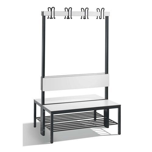 BANC DOUBLE AVEC DOSSIER, GRILLE ET PATÈRES - CP - BASIC PLUS - 100 CM