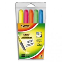 BIC POCHETTE DE 5 SURLIGNEURS ASSORTIS BRIRTELINER GRIP