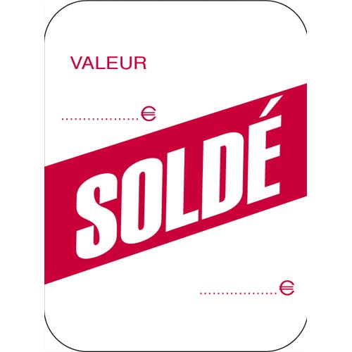 BOÎTE DE 1000 ÉTIQUETTES PERFORÉES PRÉ IMPRIMÉES SOLDÉ. DIM: 49X65 MM.