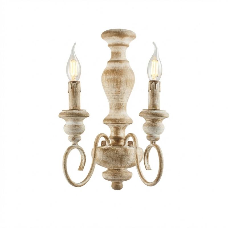 Bonetti Illumina Cascina Applique En Bois Et Fer Blanc Et Tourterelle 2 Lumières .25 P.18 Bl265-Ap2-Bt - marron 8050713217884_0
