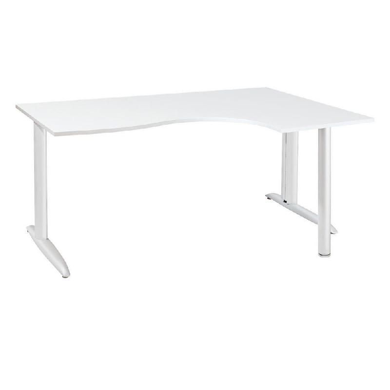 BUREAU COMPACT RETOUR À DROITE ACTUAL - L. 160 X P. 120 CM - PLATEAU BLANC - PIEDS L BLANC