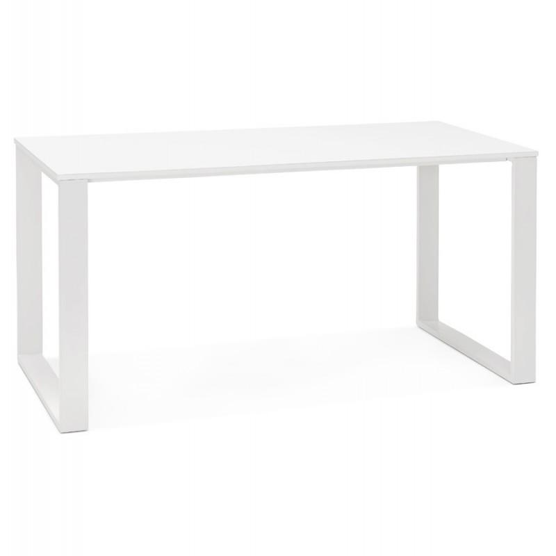 Bureau design bois blanc brillant Virrato 150cm - Paris Prix_0