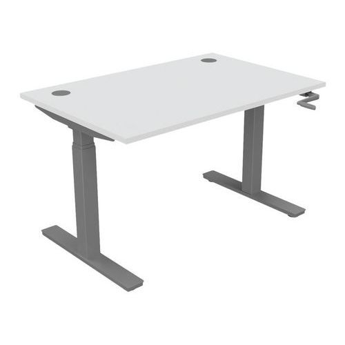 BUREAU HAUT.RÉGLABLE MANIVELLE EVO 120X80 CM BLANC/ALU - BURONOMIC