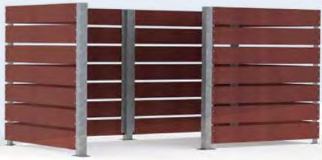 Cache-conteneurs modulable en panneaux compact - Sodimar - 7 lames, 3 revêtements disponibles_0