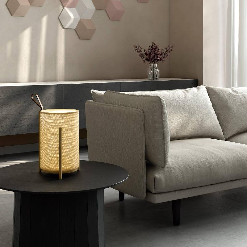CARPYEN LAMPE À POSER LED RECHARGEABLE GRETA, FIBRE NATURELLE/CHÊNE Ø16CM