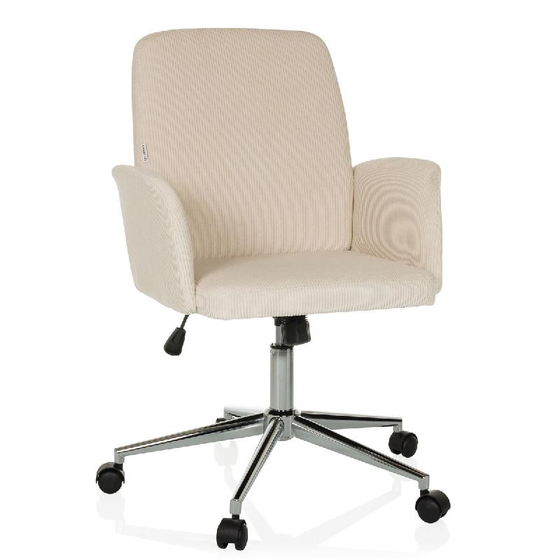 Chaise de bureau / Chaise pivotante / Chaise coque SOLAO CORD tissu beige hjh OFFICE - beige plastique 621983_0