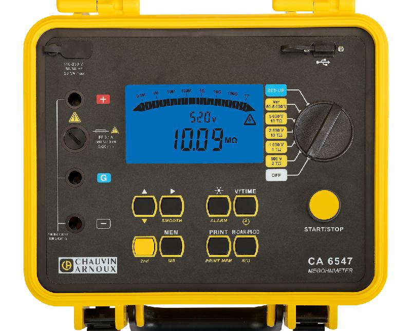CHAUVIN ARNOUX - Contrôleur d'isolement à tension d'essais programmable 40V-5kV 10 Tohm - Boîtier chantier IP53 - Enregistrement de données - USB_0
