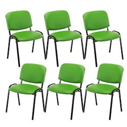 CLP Lot de 6 chaises Visiteur Ken en similicuir Vert - vert polyester 151703834_0