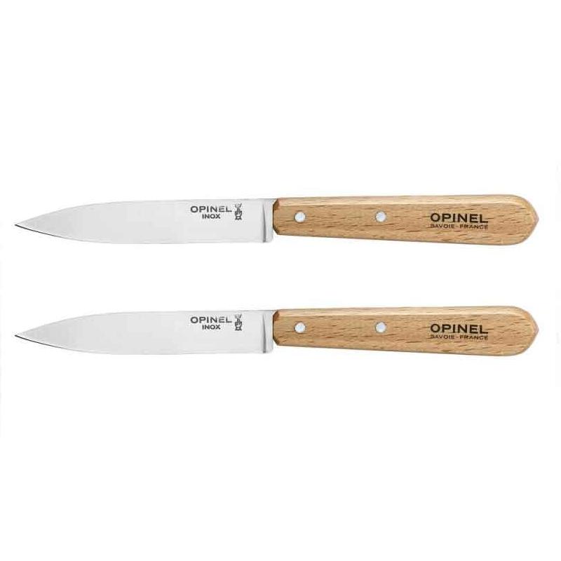 COFFRET DE 2 COUTEAUX D'OFFICE N°112 MANCHE EN BOIS DE HÊTRE NATUREL - OPINEL - LES ESSENTIELS