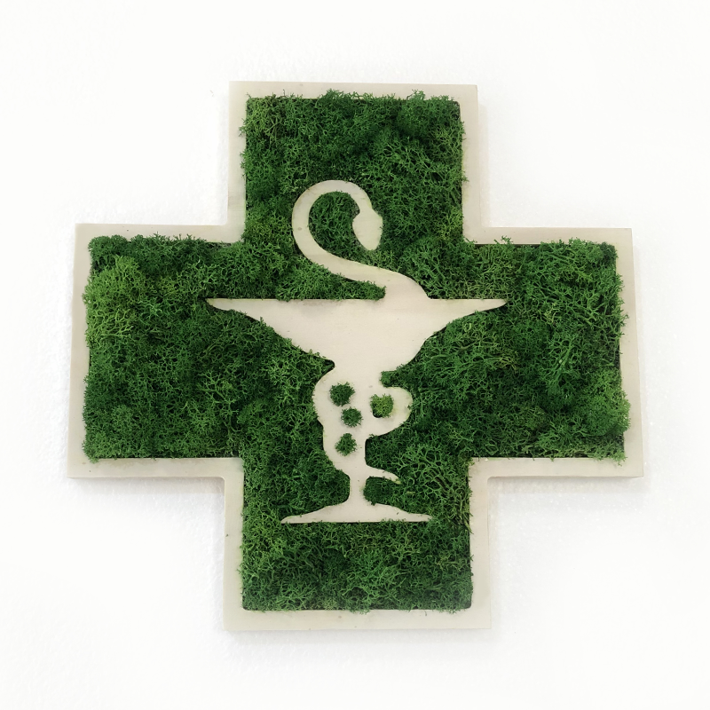Croix de pharmacie végétales - Vert Citron, Lichen scandinave pour l'intérieur uniquement, Style 3_0