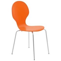 Décoshop26 - Chaise de cuisine salle à manger x1 empilable dossier arrondi en bois orange et métal chromé 10_0003345 - 3000251533170_0