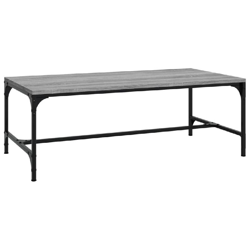 Décoshop26 - Table basse design industriel 80 x 50 x 35 cm bois d'ingénierie gris et acier DEC040087 - gris acier 3000264744174_0