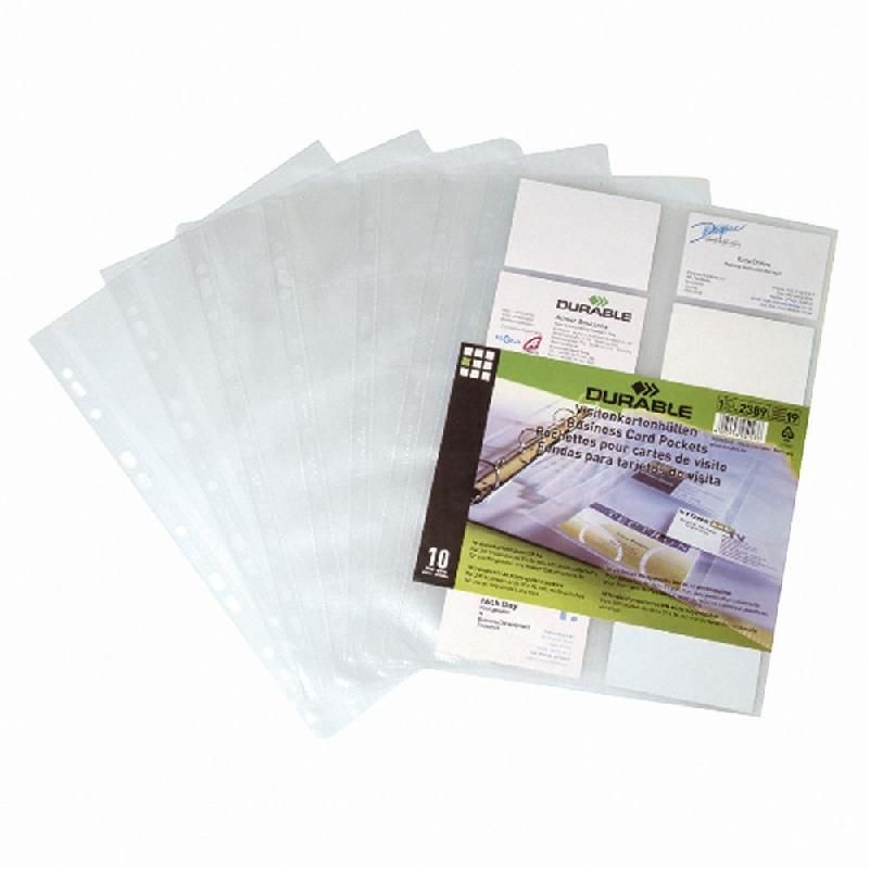 DURABLE POCHETTES CARTES DE VISITE POUR VISIFIX (LOT DE 10)