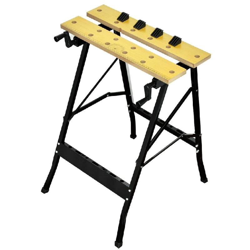 Établi pliable - Banc de travail avec plan de table 75 cm - Serrage précis - Bricolage et garages - Réf. 02_0003654_0