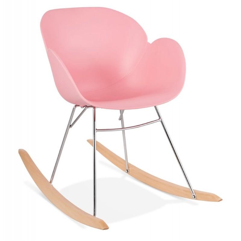 Fauteuil à bascule design Kokkola 99 cm rose - Paris Prix - Design scandinave et matériau en polypropylène, métal & bois_0