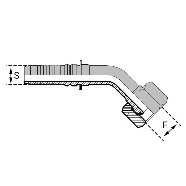 Femelle - 45° (DKR45-IN) - Cône 60° - Filetage Withworth - 8 , 1/2