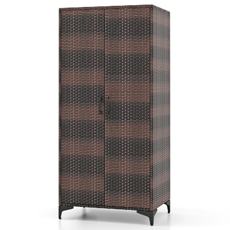Helloshop26 - Armoire penderie 72 x 50 x 157 cm tringle de suspension 4 cubes de rangement style moderne en rotin pe marron 20_0010304 - marron métal_0