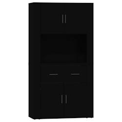 HELLOSHOP26 - Buffet haut en bois d'ingénierie noir - meuble de rangement pour cuisine, salon ou salle de séjour 02_0035143_0