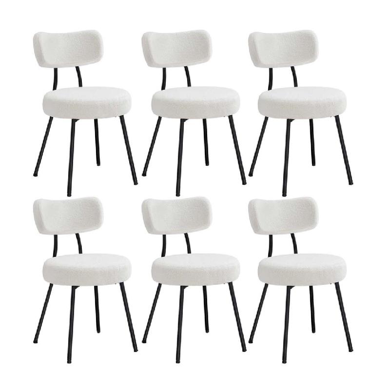 Helloshop26 - Chaises salle à manger lot de 6 tissu peluche dossier courbé chaises de cuisine rembourrées cader en acier modernes 12_0004989 - 3000_0