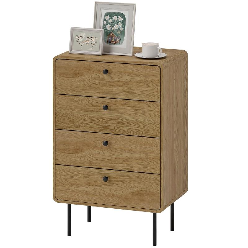 Helloshop26 - Commode 4 tiroirs chambre étroite 60 x 39 x 91.5 cm rangement sécurisé anti-basculement style moderne épuré en MDF 21_0003749 - Boi_0