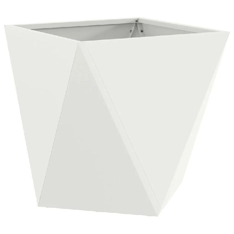 Helloshop26 - Jardinière moderne extérieur jardin 50 x 50 x 50 cm avec base stable design épuré en acier blanc 02_0053078 - blanc acier 3000237747171_0