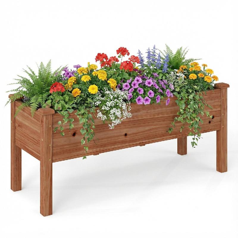 Helloshop26 - Jardinière surélevée en bois carré 120 x 43,5 x 51 cm confort ergonomique design moderne en sapin marron 20_0020021 - marron Bois ma_0