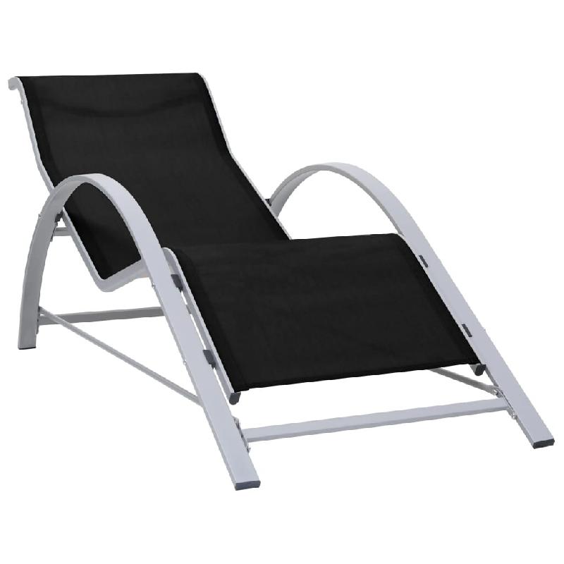 Helloshop26 - Transat chaise longue bain de soleil lit de jardin terrasse meuble d'extérieur textilène et aluminium noir 02_0012932 - noir aluminium_0