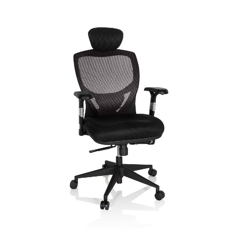 Hjh OFFICE Siège de bureau /  Fauteuil de direction VENUS BASE, assise tissu / dossier gris argenté / noir - gris polyester 657130_0