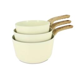 Menastyl - Set De 3 Casseroles Colorama Creme- Casserole 16/18 Et 20 Cm - En Aluminium - Revetement Antiadhesif En Ceramique - 3256391021279_0