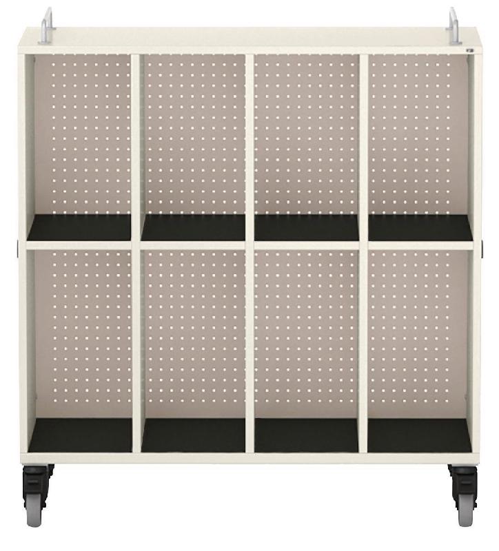 MEUBLE BAS SHIFT+ LANDSCAPE MÉLA POUR CARTABLES 8 CASES BLANC GRIS - GRIS TERRE - MANUTAN COLLECTIVITÉS