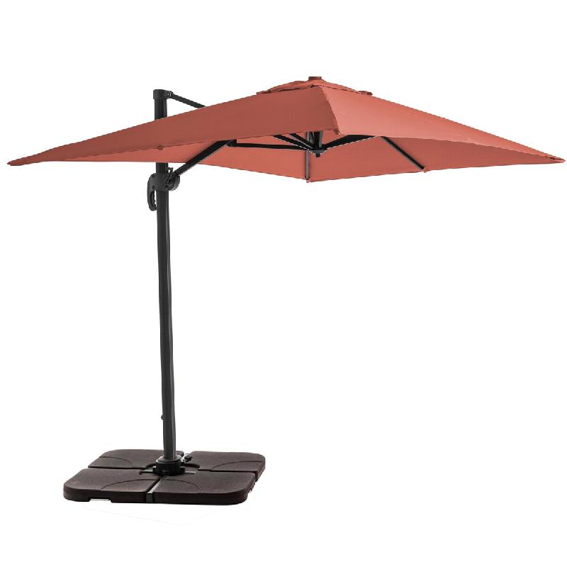 Oviala Business Parasol déporté 2x3 m et 4 dalles à remplir aluminium terracotta - marron aluminium 115214_0