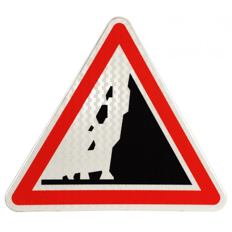 Panneau de danger A19 - Risque de chute de pierres - Normes NF et CE - Fabrication française_0