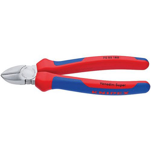 PINCE COUPANTE DE CÔTÉ 180MM - TÊTE ÉTROIE - BI-MATIÈRE - CHROMÉE - KNIPEX