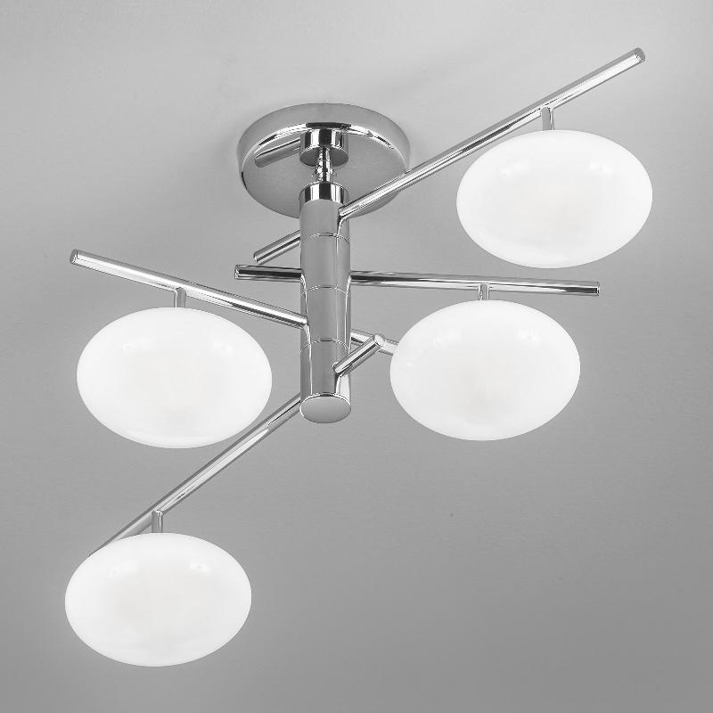 METALLUX PLAFONNIER DOLCE 4 LAMPES, CHROMÉ/ABAT-JOUR BLANCS
