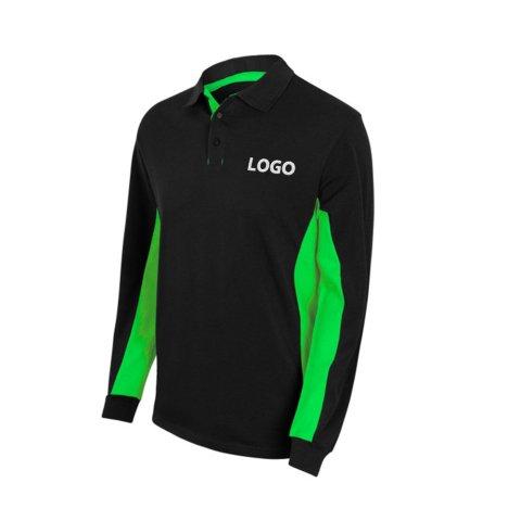 POLO BICOLORE MANCHES LONGUES PUBLICITAIRE VELILLA NOIR/VERT - MARQUAGE BRODERIE