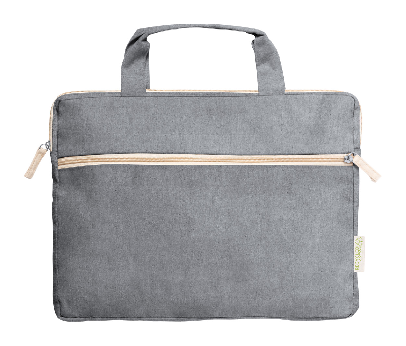 Sac conférencier en coton recyclé - compartiment zippé - 275 g/m² - couleur gris_0