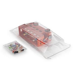 SACHET PLASTIQUE 75% RECYCLÉ LIASSÉ TRANSPARENT AVEC MESSAGE SÉCURITÉ ENFANTS À FERMETURE ADHÉSIVE 40X60 CM