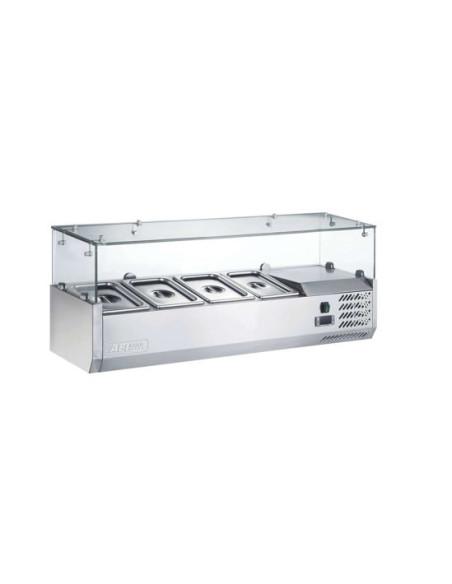 Saladette à poser 4 bacs GN 1/3 - Vitrée inox +2°/+8°C - Référence : TRIVRX1200/380_0