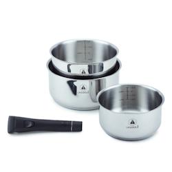 Set 3 Casseroles amovible 'réactif' inox 16/18/20 cm Laguiole LA-9120830 usage non-intensif Laguiole Cuisson - 3700186279104_0