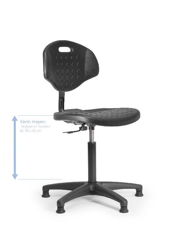 Siège d'atelier en polyuréthane standard - réglable en hauteur et résistant - patins 460 à 660 mm_0