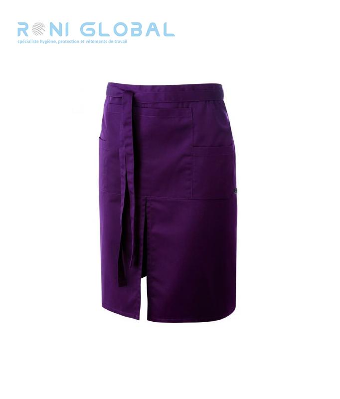 Tablier de service unisexe en coton et polyester - Fente de marche et 3 poches - Modèle SONGE ROBUR_0